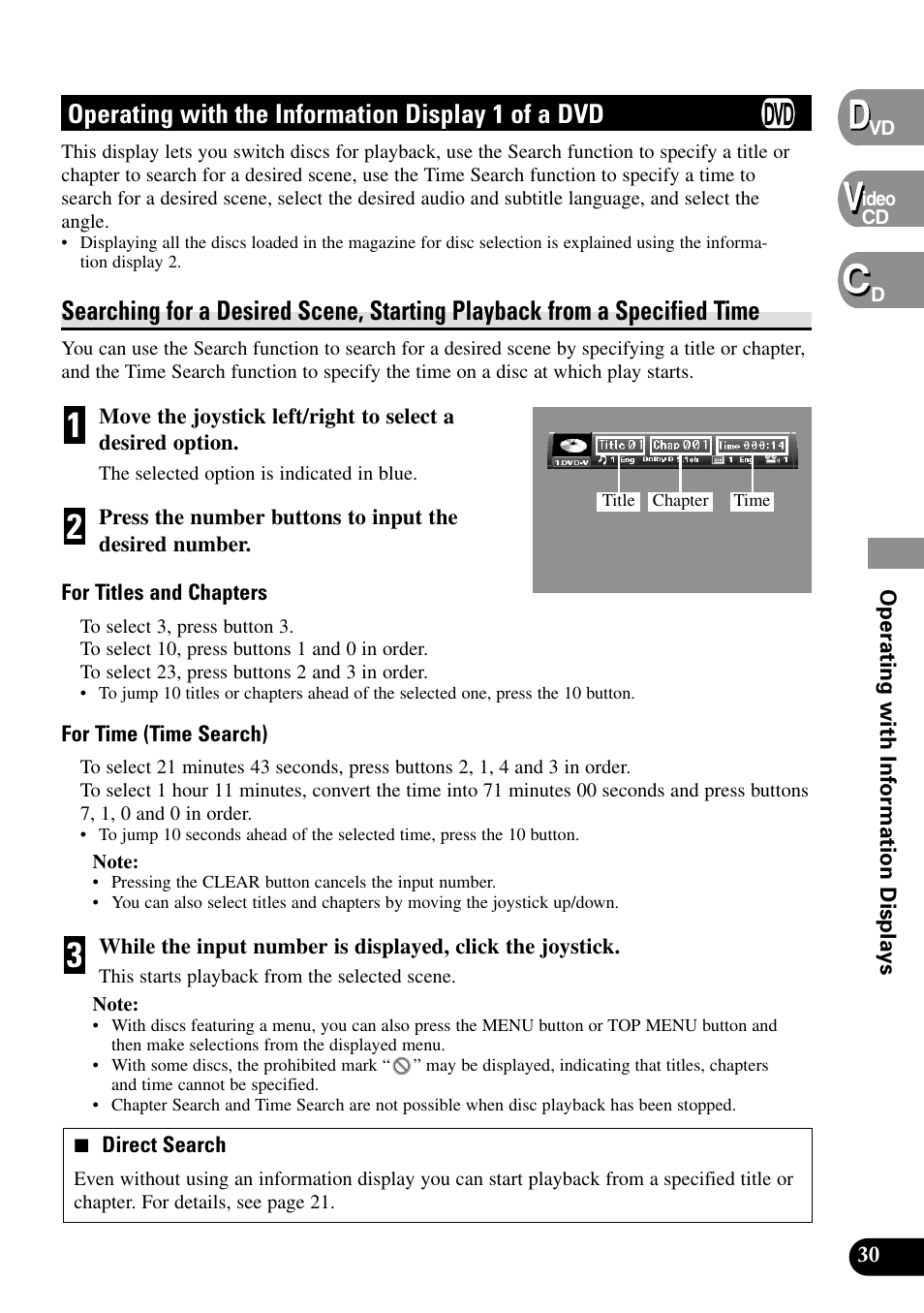 Operating with the information, Display 1 of a dvd, Selecting audio, subtitle and angle | Operating with the information display 1 of a dvd | Pioneer XDV-P9II User Manual | Page 31 / 80