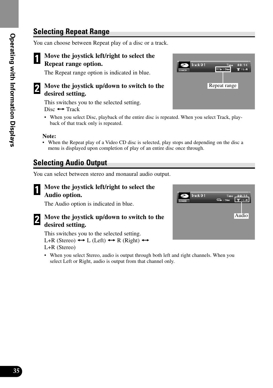 Selecting repeat range, Selecting audio output | Pioneer XDV-P9II User Manual | Page 36 / 80