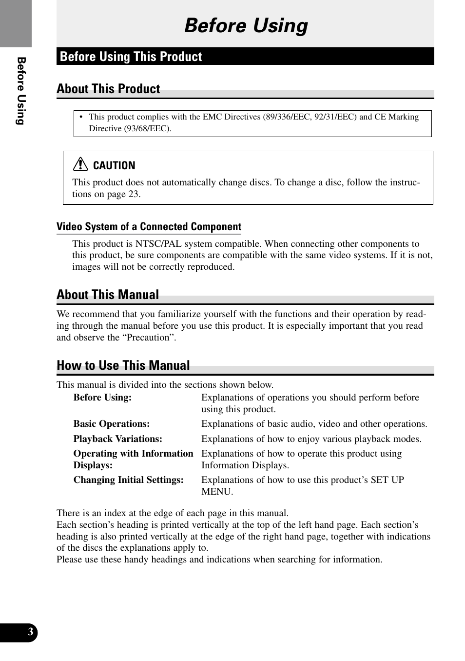 Before using, Before using this product, About this product | About this manual, How to use this manual, To ensure safe driving, Precaution, In case of trouble, Preventing the battery from becoming exhausted, Changing the mode switch setting | Pioneer XDV-P9II User Manual | Page 4 / 80