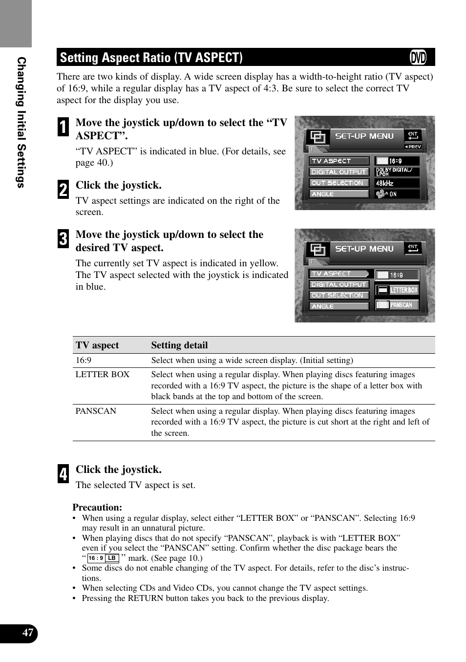 Setting aspect ratio (tv aspect) | Pioneer XDV-P9II User Manual | Page 48 / 80