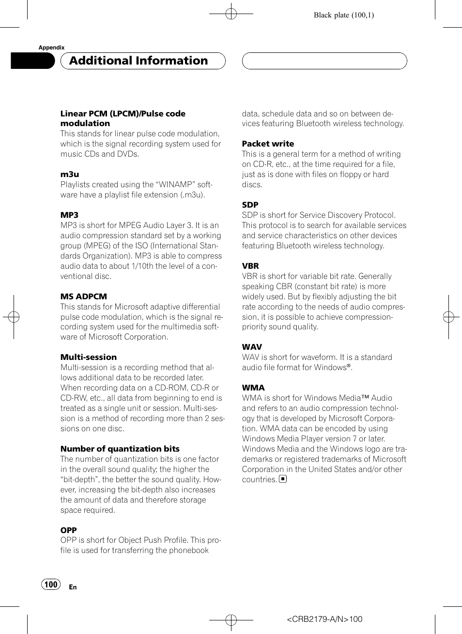Additional information | Pioneer Super Tuner III D DEH-P9850BT User Manual | Page 100 / 104