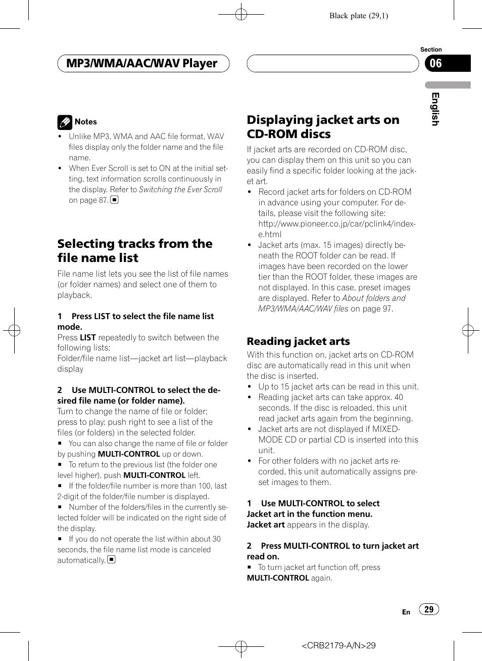 Selecting tracks from the file name list, Displaying jacket arts on cd-rom discs, Reading jacket arts 29 | Mp3/wma/aac/wav player, Reading jacket arts | Pioneer Super Tuner III D DEH-P9850BT User Manual | Page 29 / 104