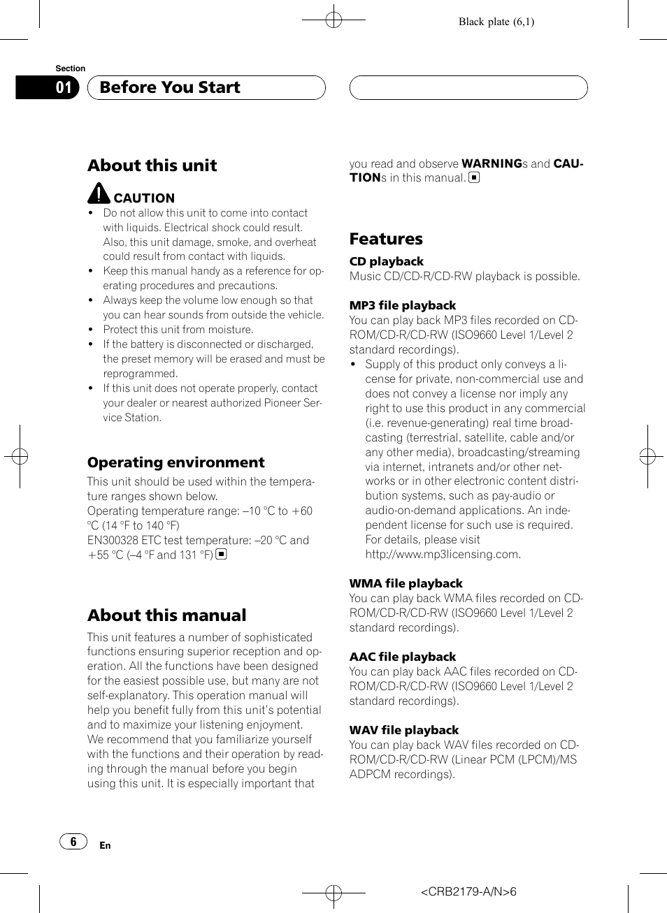Before you start, About this unit, Operating environment 6 | About this manual, Features | Pioneer Super Tuner III D DEH-P9850BT User Manual | Page 6 / 104