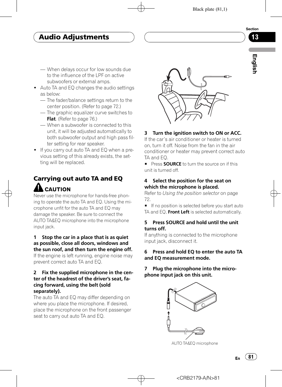 Carrying out auto ta and eq 81, Audio adjustments, Carrying out auto ta and eq | Pioneer Super Tuner III D DEH-P9850BT User Manual | Page 81 / 104