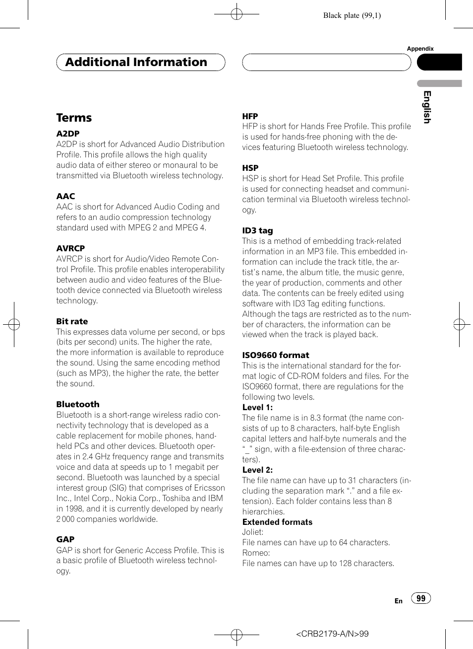 Terms, Additional information | Pioneer Super Tuner III D DEH-P9850BT User Manual | Page 99 / 104