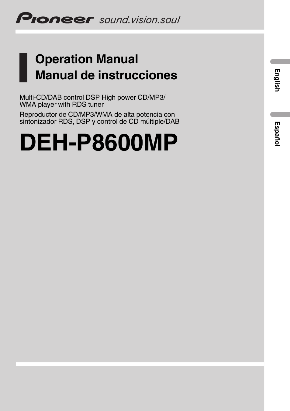 Pioneer DEH-P8600MP User Manual | 179 pages