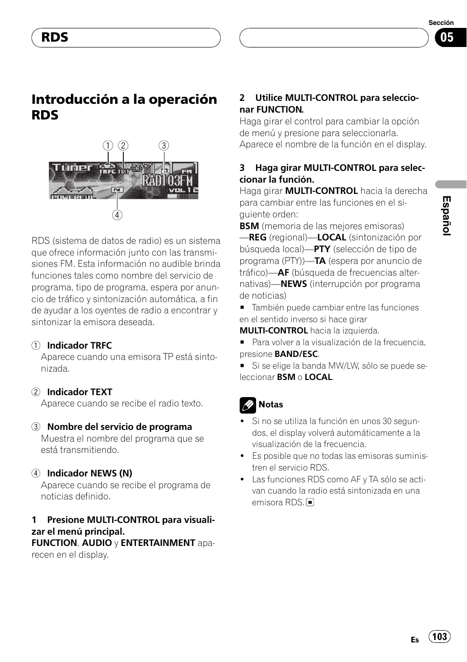 Introducción a la operación rds 103, Introducción a la operación rds | Pioneer DEH-P8600MP User Manual | Page 103 / 179