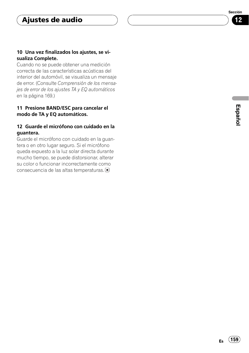 Ajustes de audio | Pioneer DEH-P8600MP User Manual | Page 159 / 179