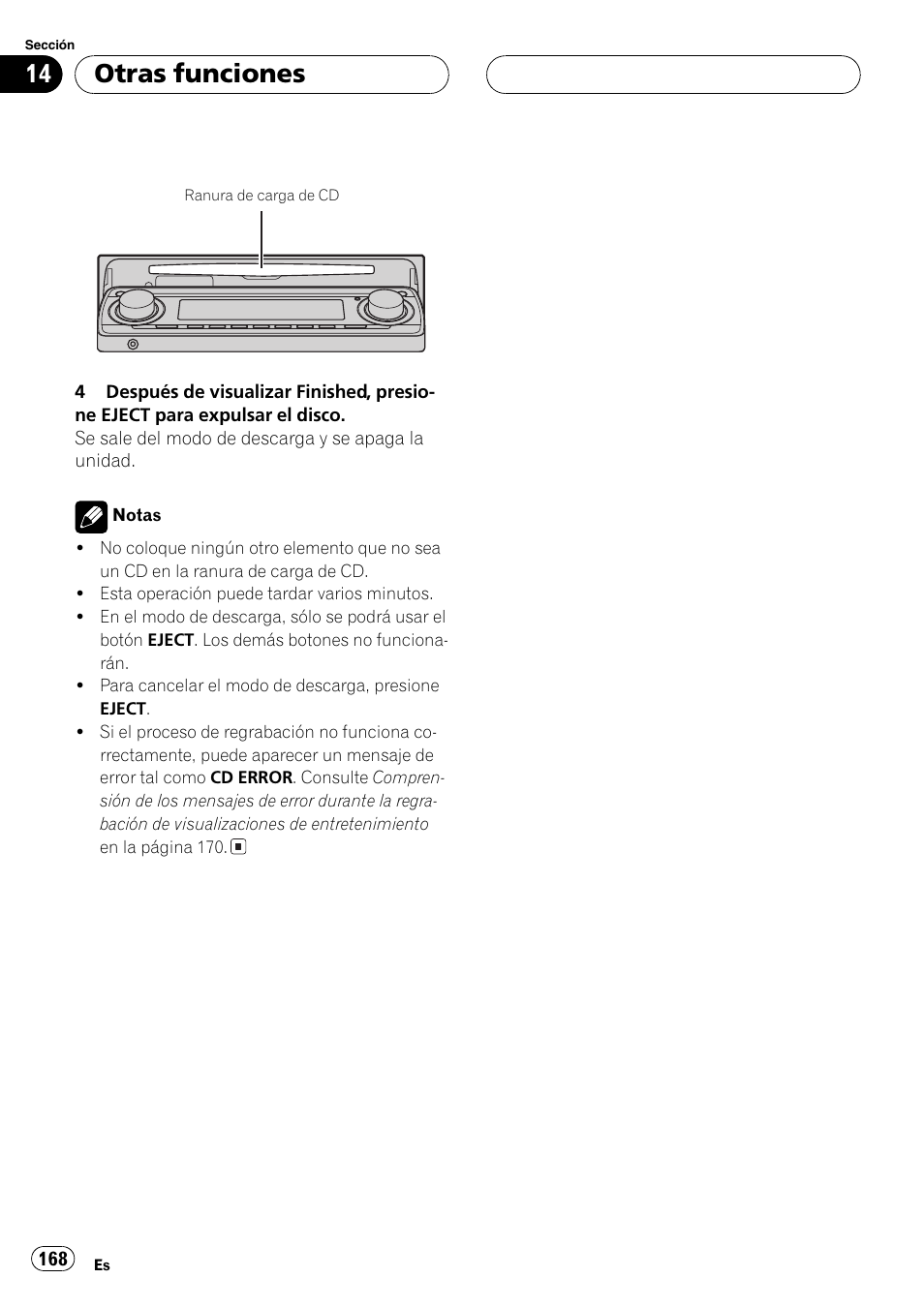 Otras funciones | Pioneer DEH-P8600MP User Manual | Page 168 / 179