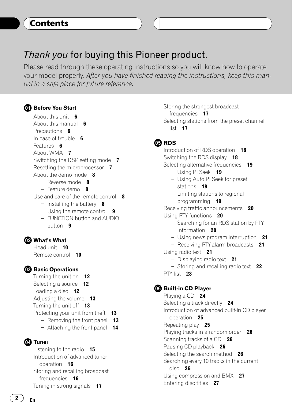 Pioneer DEH-P8600MP User Manual | Page 2 / 179