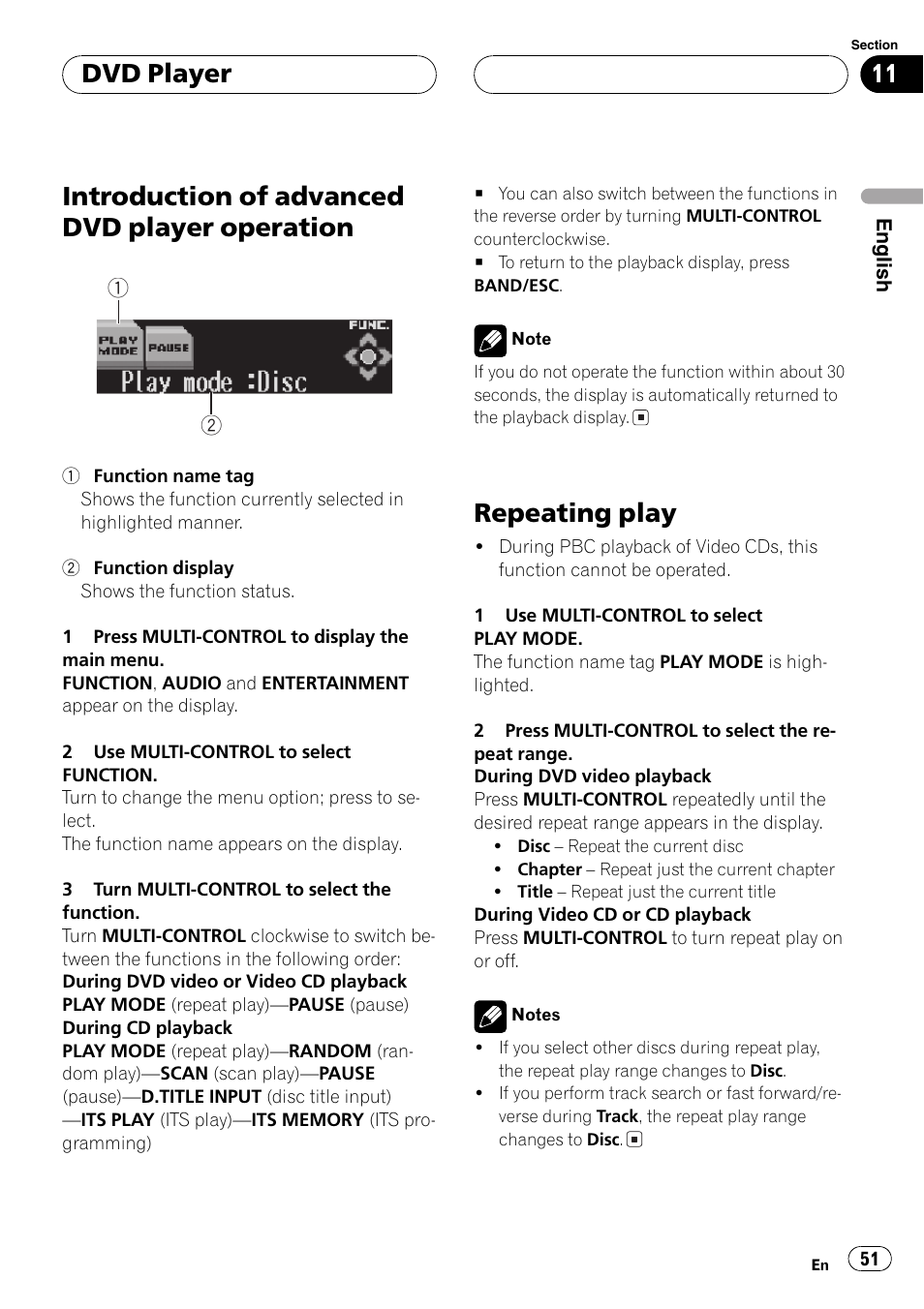 Introduction of advanced dvd player, Operation 51, Repeating play 51 | Introduction of advanced dvd player operation, Repeating play, Dvd player | Pioneer DEH-P8600MP User Manual | Page 51 / 179