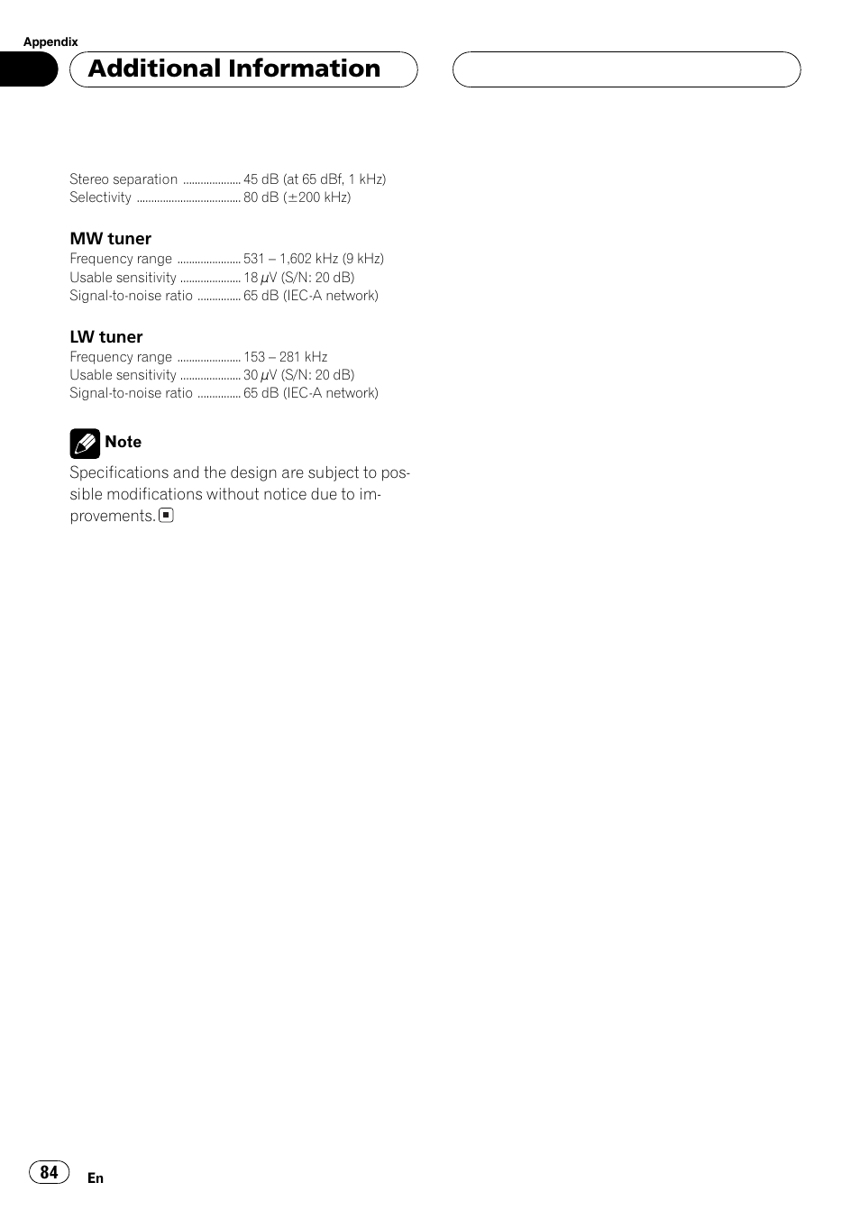 Additional information | Pioneer DEH-P8600MP User Manual | Page 84 / 179