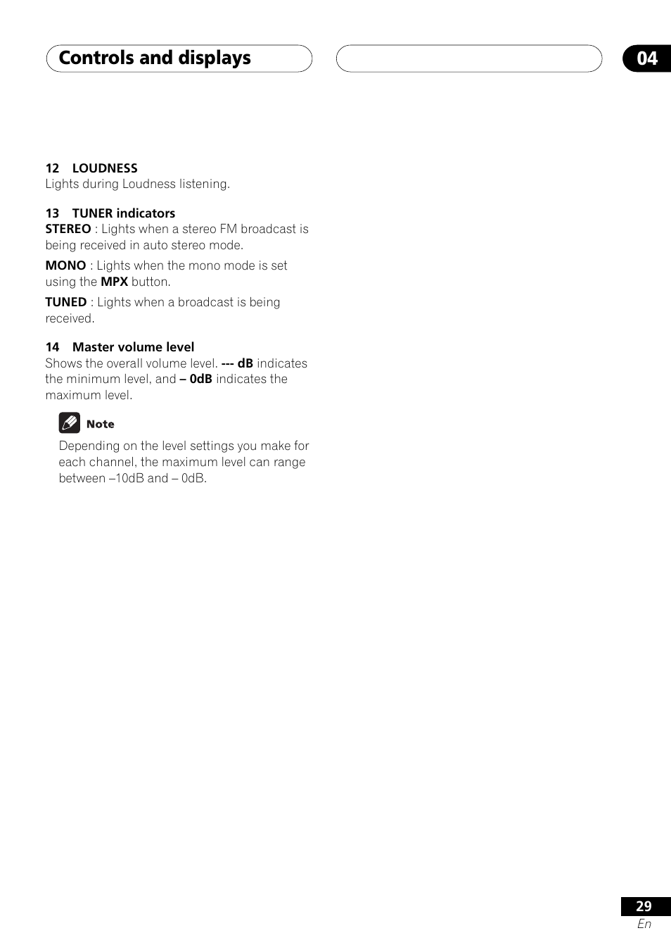 Controls and displays 04 | Pioneer VSX-D412 User Manual | Page 29 / 60