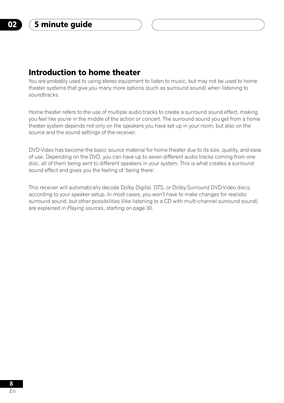 Introduction to home theater, 5 minute guide 02 | Pioneer VSX-D412 User Manual | Page 8 / 60