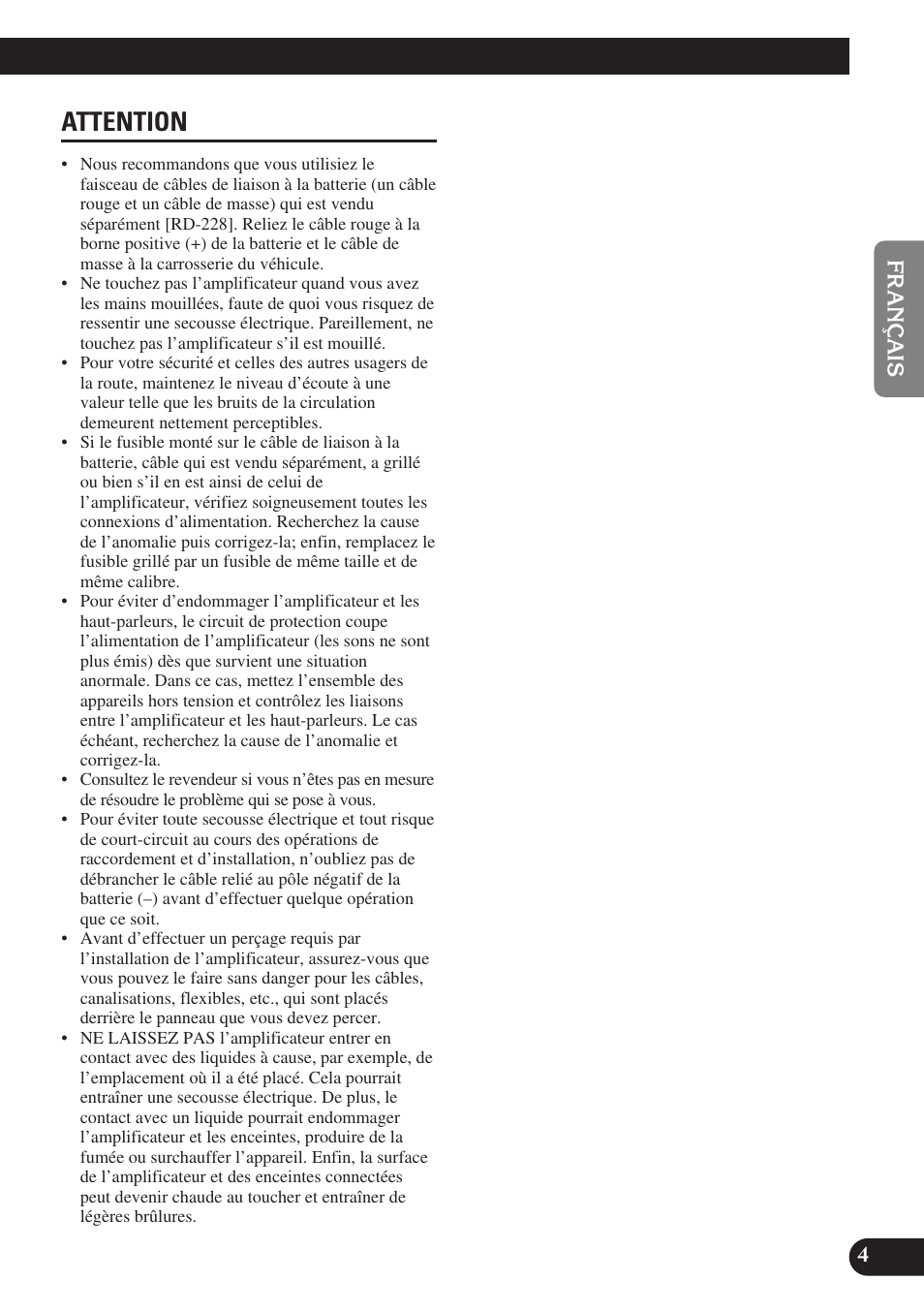 Attention | Pioneer PREMIER PRS-D4200F User Manual | Page 21 / 50