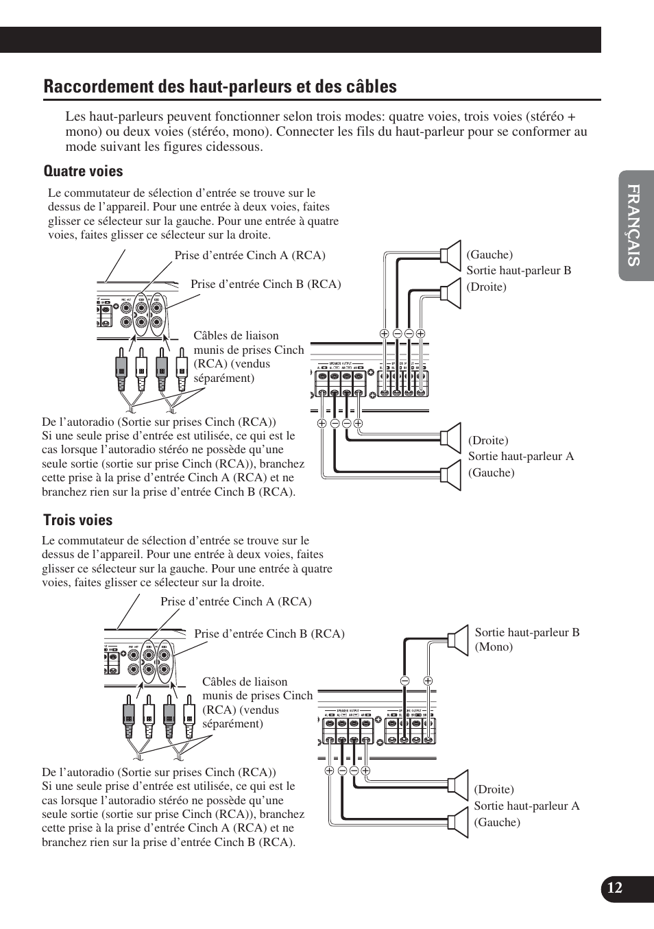 Raccordement des haut-parleurs et des, Câbles, Raccordement des haut-parleurs et des câbles | Pioneer PREMIER PRS-D4200F User Manual | Page 29 / 50