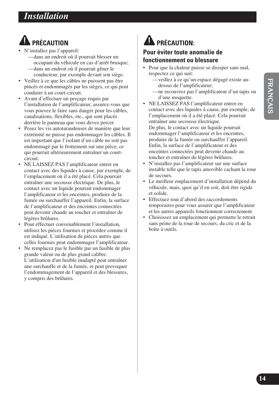 Installation | Pioneer PREMIER PRS-D4200F User Manual | Page 31 / 50