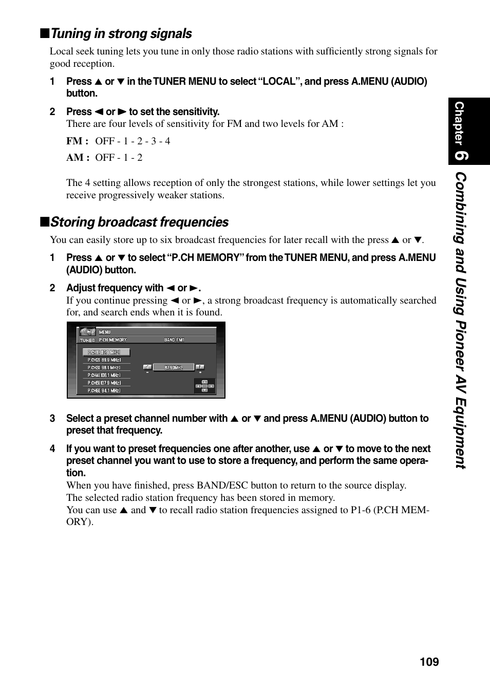 Storing broadcast frequencies | Pioneer DVD Navigation Unit AVIC-80DVD User Manual | Page 111 / 192