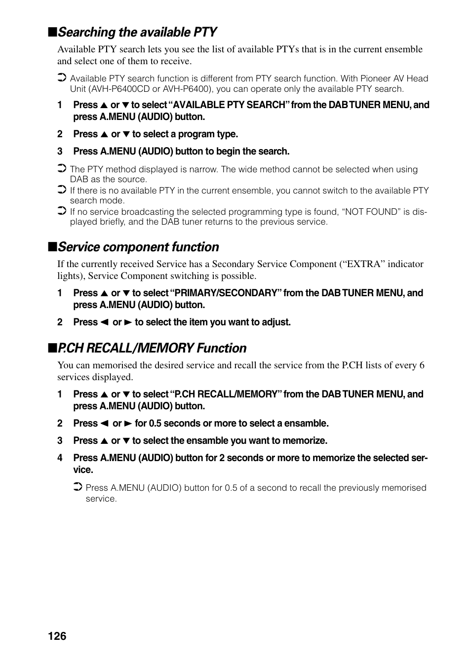 Searching the available pty, Service component function | Pioneer DVD Navigation Unit AVIC-80DVD User Manual | Page 128 / 192