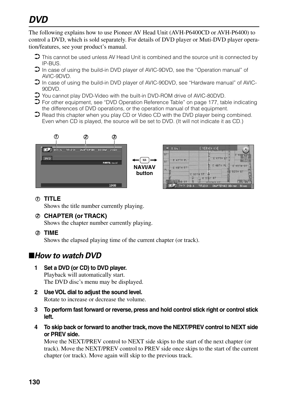 How to watch dvd | Pioneer DVD Navigation Unit AVIC-80DVD User Manual | Page 132 / 192