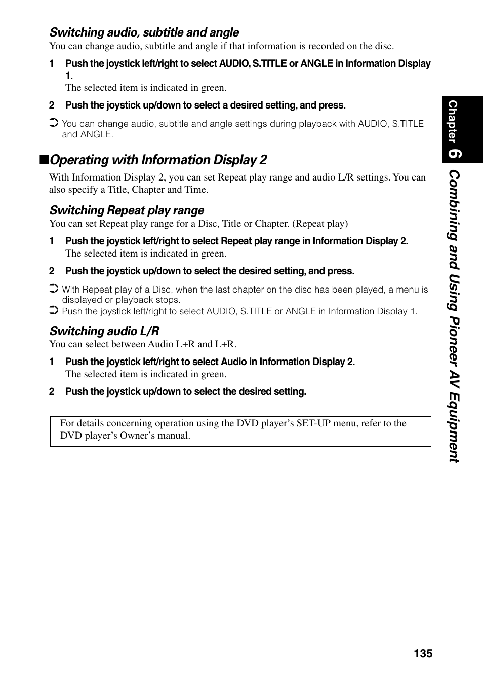 Operating with information display 2, Combining and using pioneer a v equipment | Pioneer DVD Navigation Unit AVIC-80DVD User Manual | Page 137 / 192