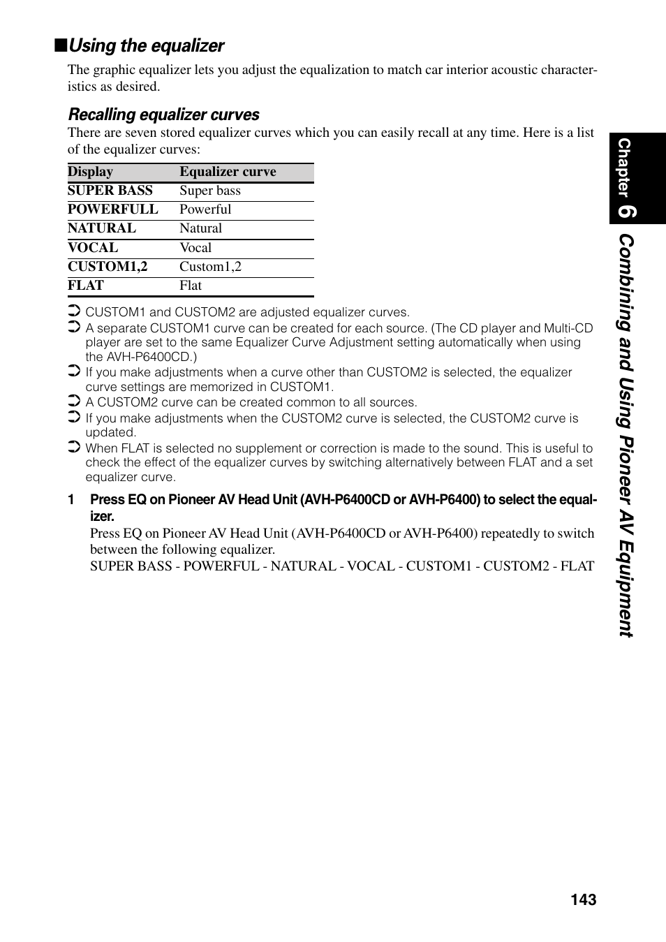 Using the equalizer | Pioneer DVD Navigation Unit AVIC-80DVD User Manual | Page 145 / 192