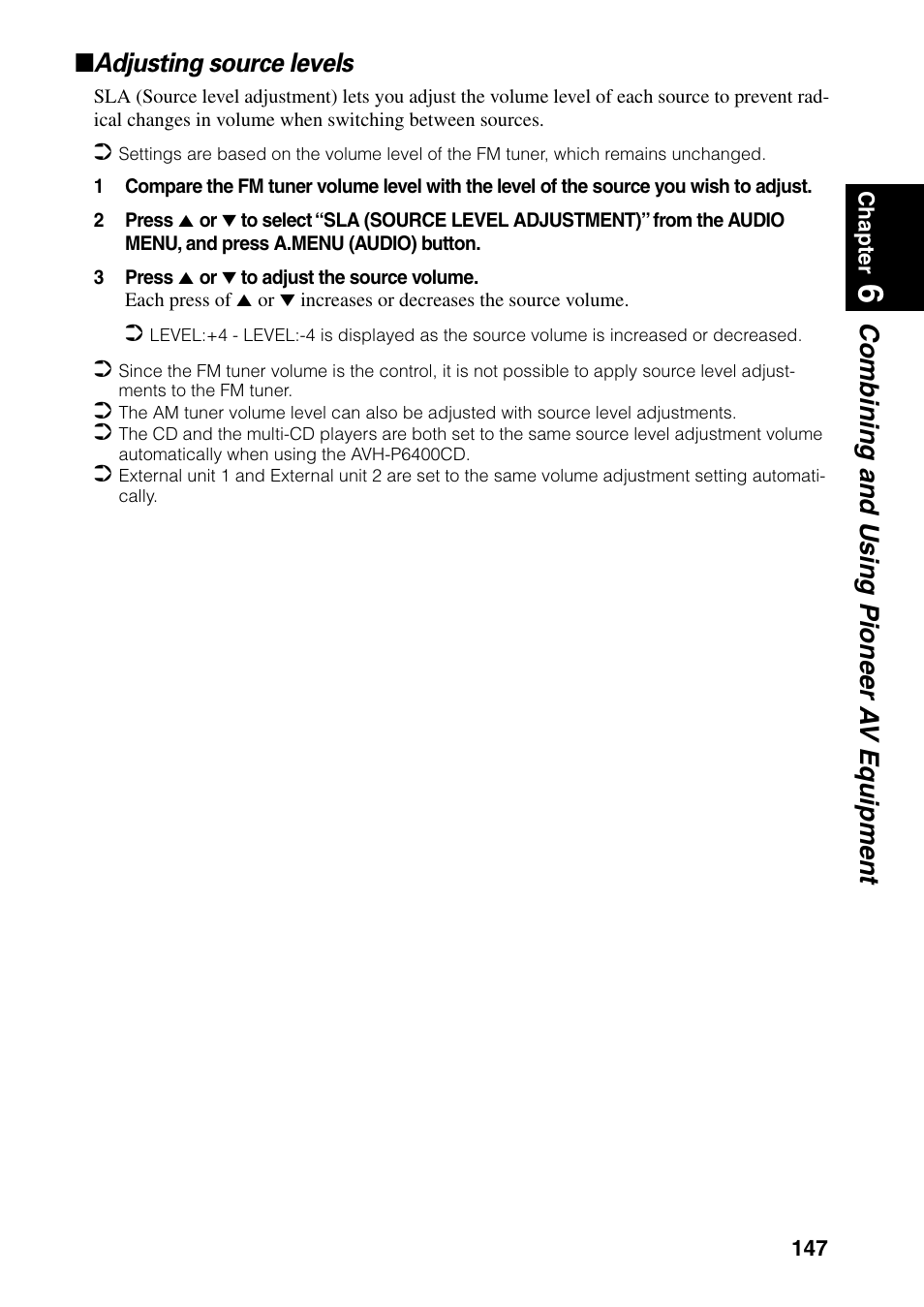 Adjusting source levels | Pioneer DVD Navigation Unit AVIC-80DVD User Manual | Page 149 / 192