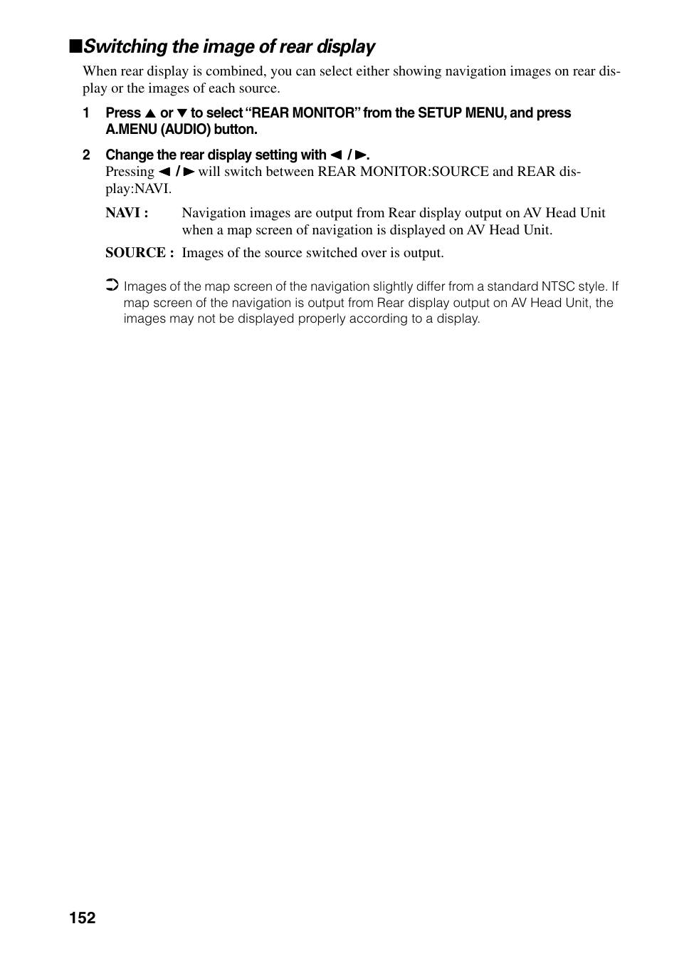 Switching the image of rear display | Pioneer DVD Navigation Unit AVIC-80DVD User Manual | Page 154 / 192