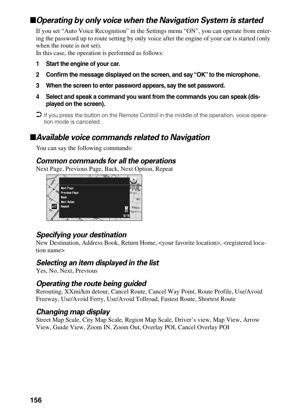 Available voice commands related to navigation | Pioneer DVD Navigation Unit AVIC-80DVD User Manual | Page 158 / 192