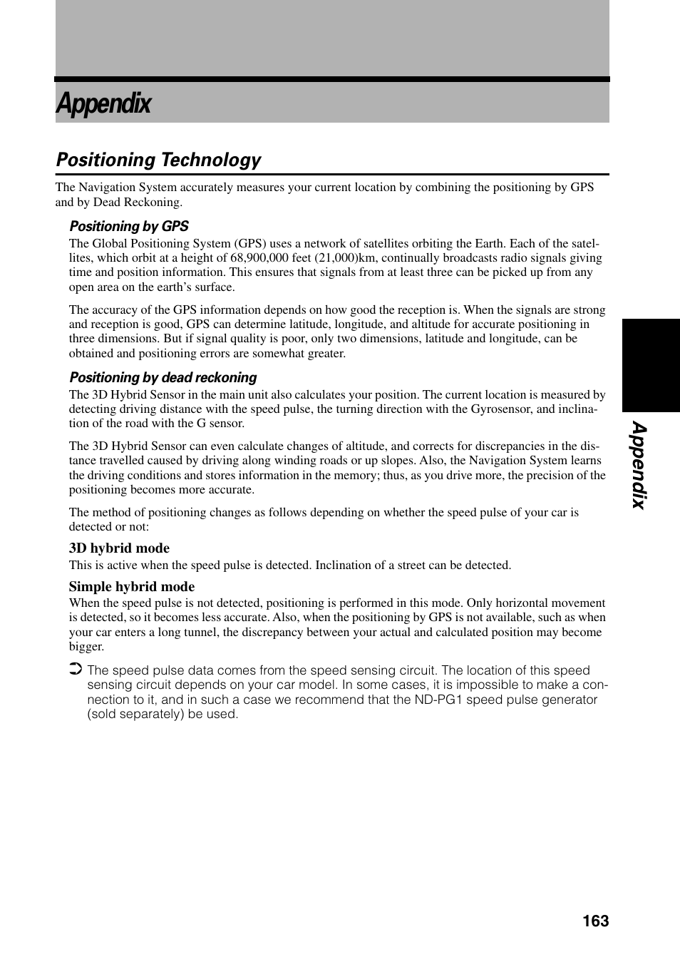 Appendix, Positioning technology | Pioneer DVD Navigation Unit AVIC-80DVD User Manual | Page 165 / 192
