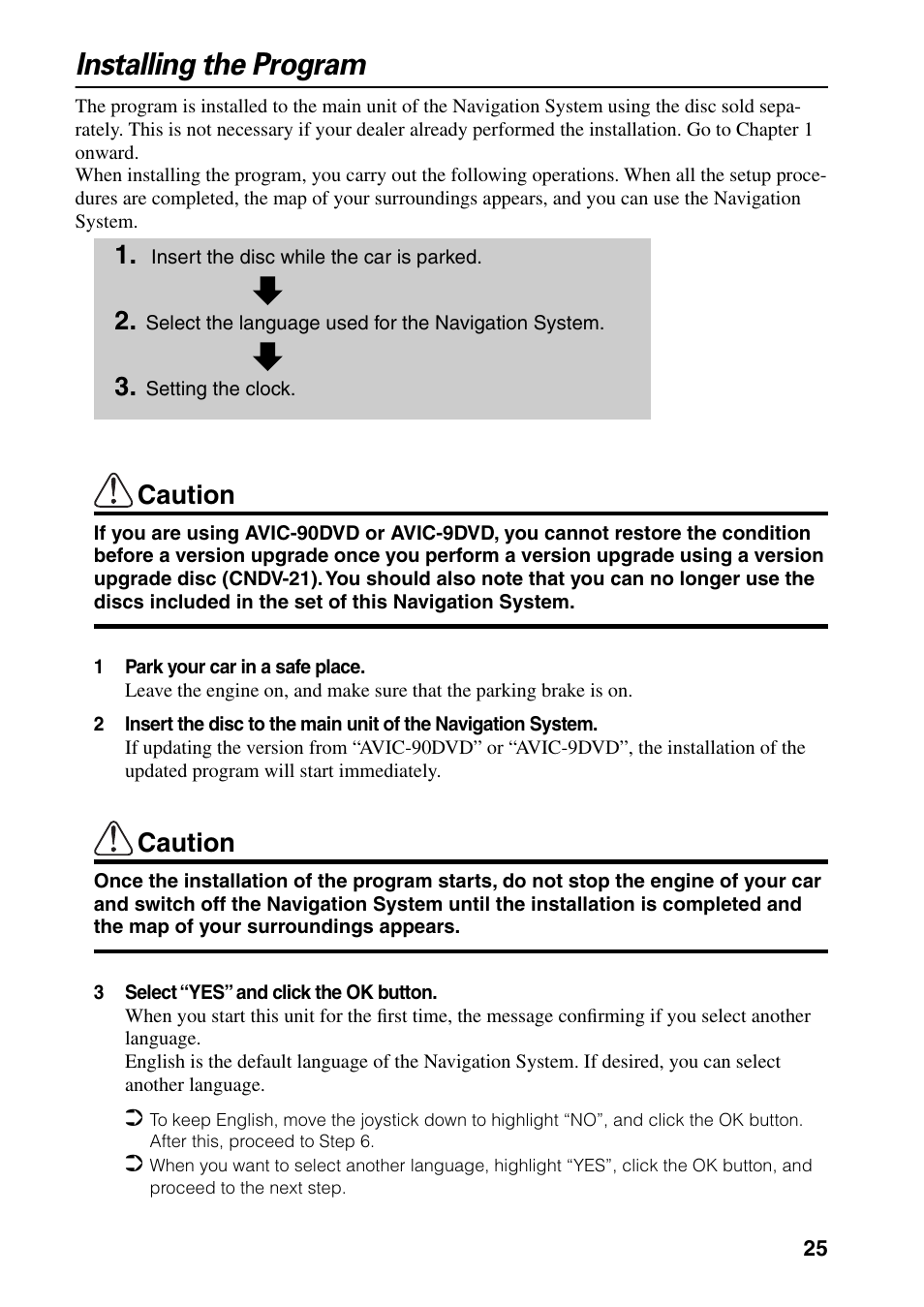 Installing the program, Caution | Pioneer DVD Navigation Unit AVIC-80DVD User Manual | Page 27 / 192