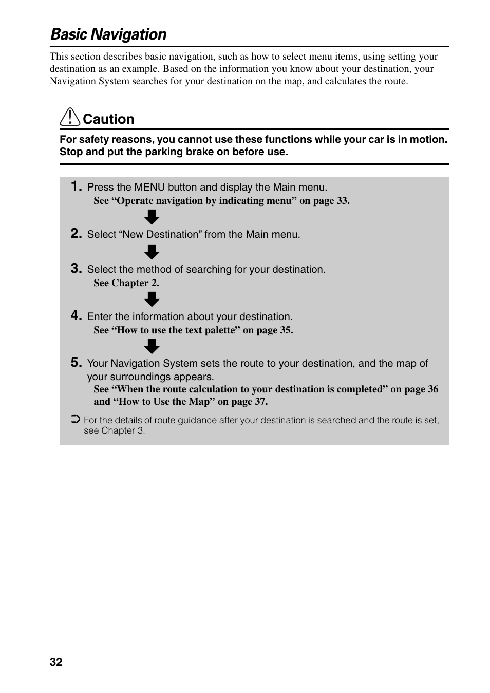 Basic navigation, Caution | Pioneer DVD Navigation Unit AVIC-80DVD User Manual | Page 34 / 192