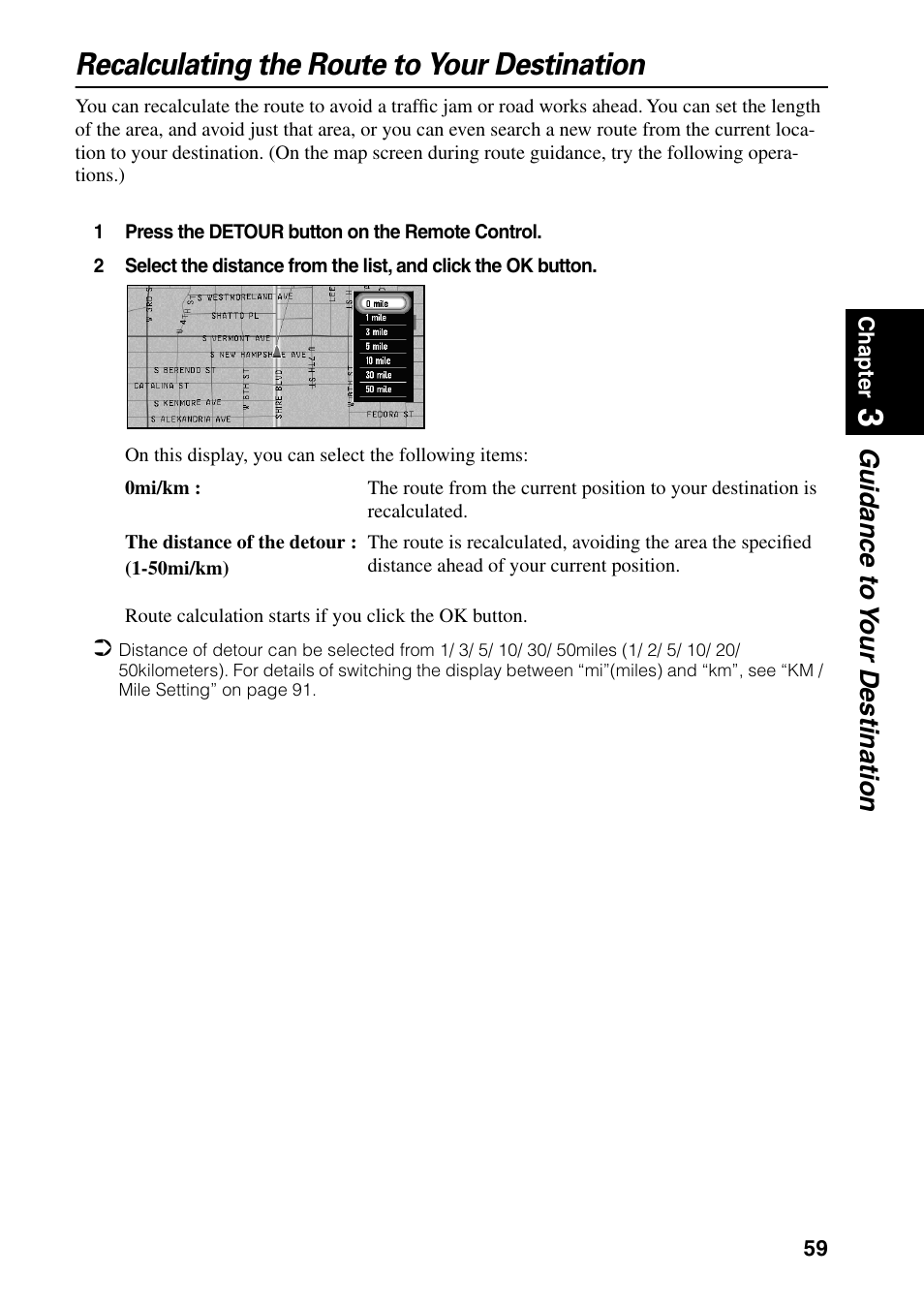 Recalculating the route to your destination, Guidance to y our destination | Pioneer DVD Navigation Unit AVIC-80DVD User Manual | Page 61 / 192