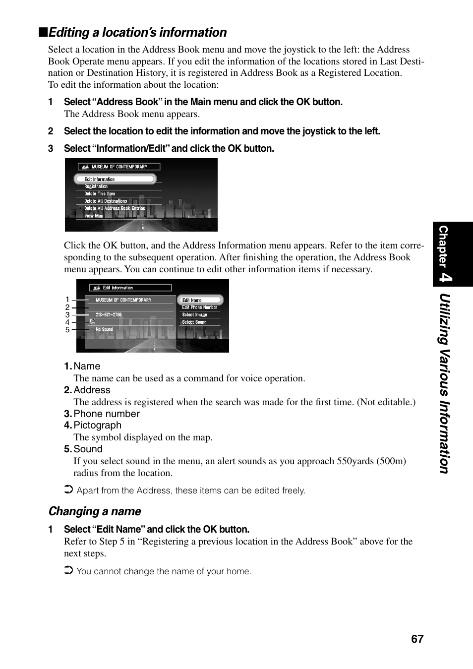 Editing a location’s information | Pioneer DVD Navigation Unit AVIC-80DVD User Manual | Page 69 / 192