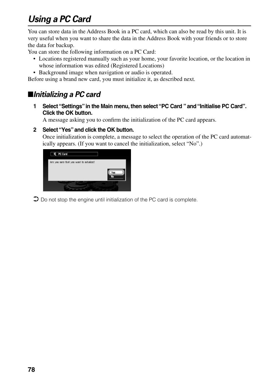 Using a pc card, Initializing a pc card | Pioneer DVD Navigation Unit AVIC-80DVD User Manual | Page 80 / 192