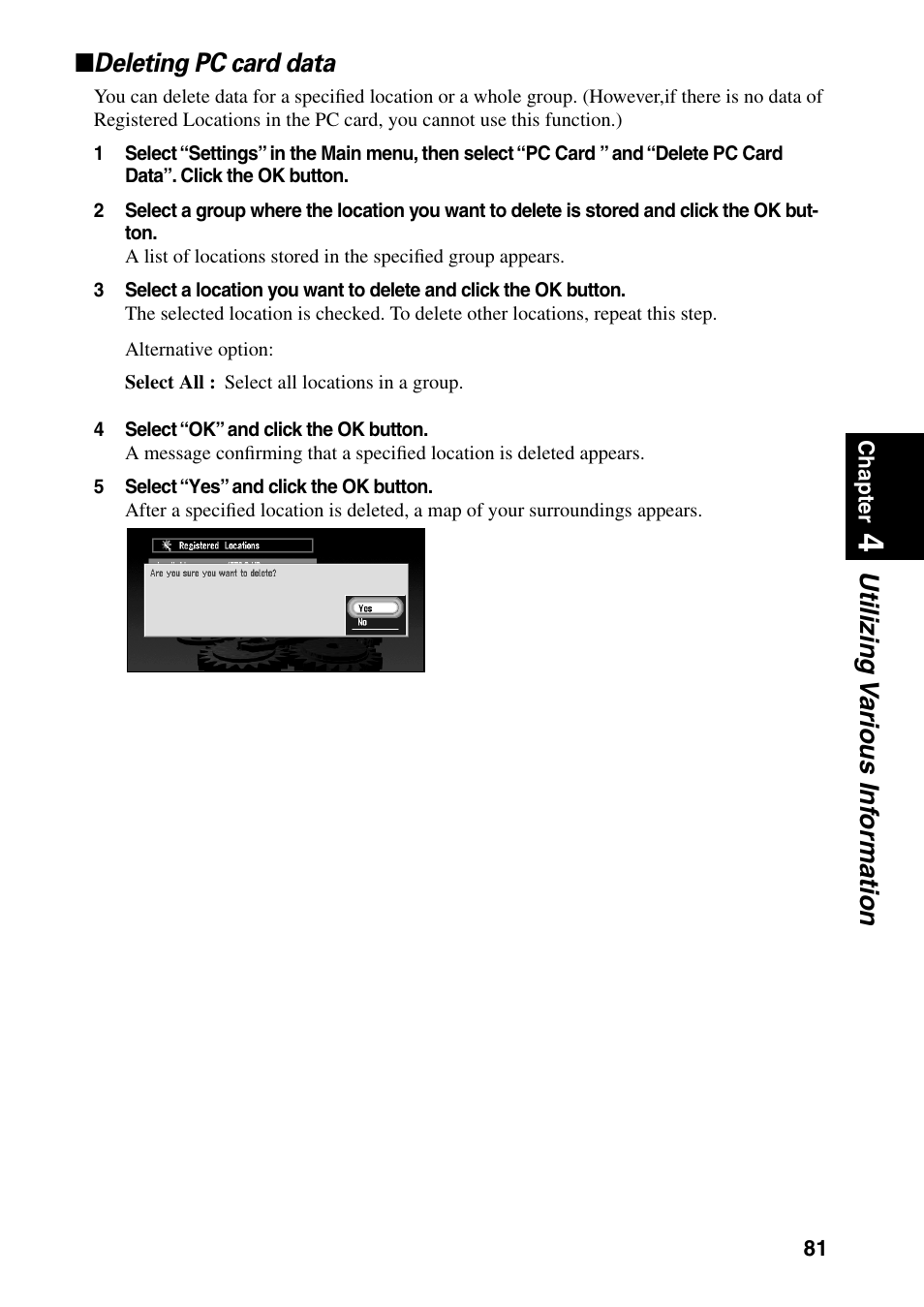 Deleting pc card data | Pioneer DVD Navigation Unit AVIC-80DVD User Manual | Page 83 / 192