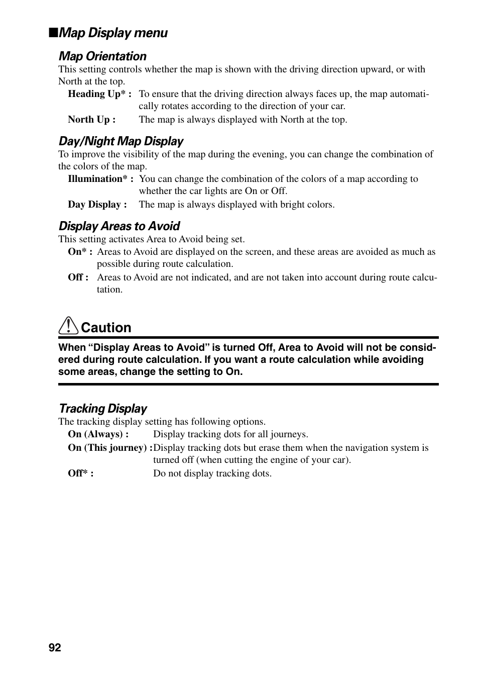 Map display menu, Caution | Pioneer DVD Navigation Unit AVIC-80DVD User Manual | Page 94 / 192