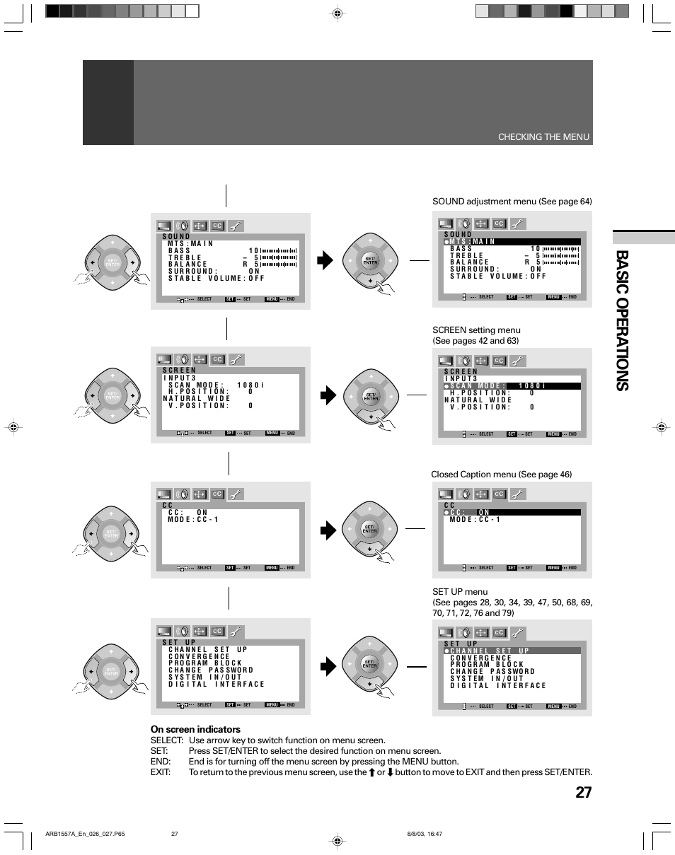 27 basic opera tions, On screen indicators | Pioneer PRO-730HDI User Manual | Page 27 / 100