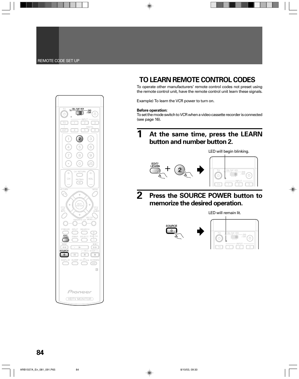 Pioneer PRO-730HDI User Manual | Page 84 / 100