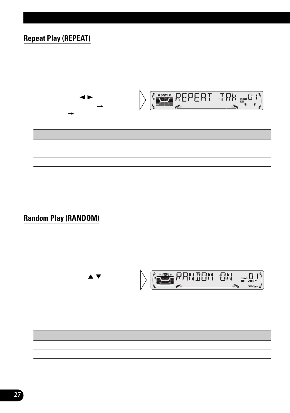 Using multi-cd players, Repeat play (repeat), Random play (random) | Scan play (scan), Pause (pause) | Pioneer KEH-P6010RB User Manual | Page 28 / 104