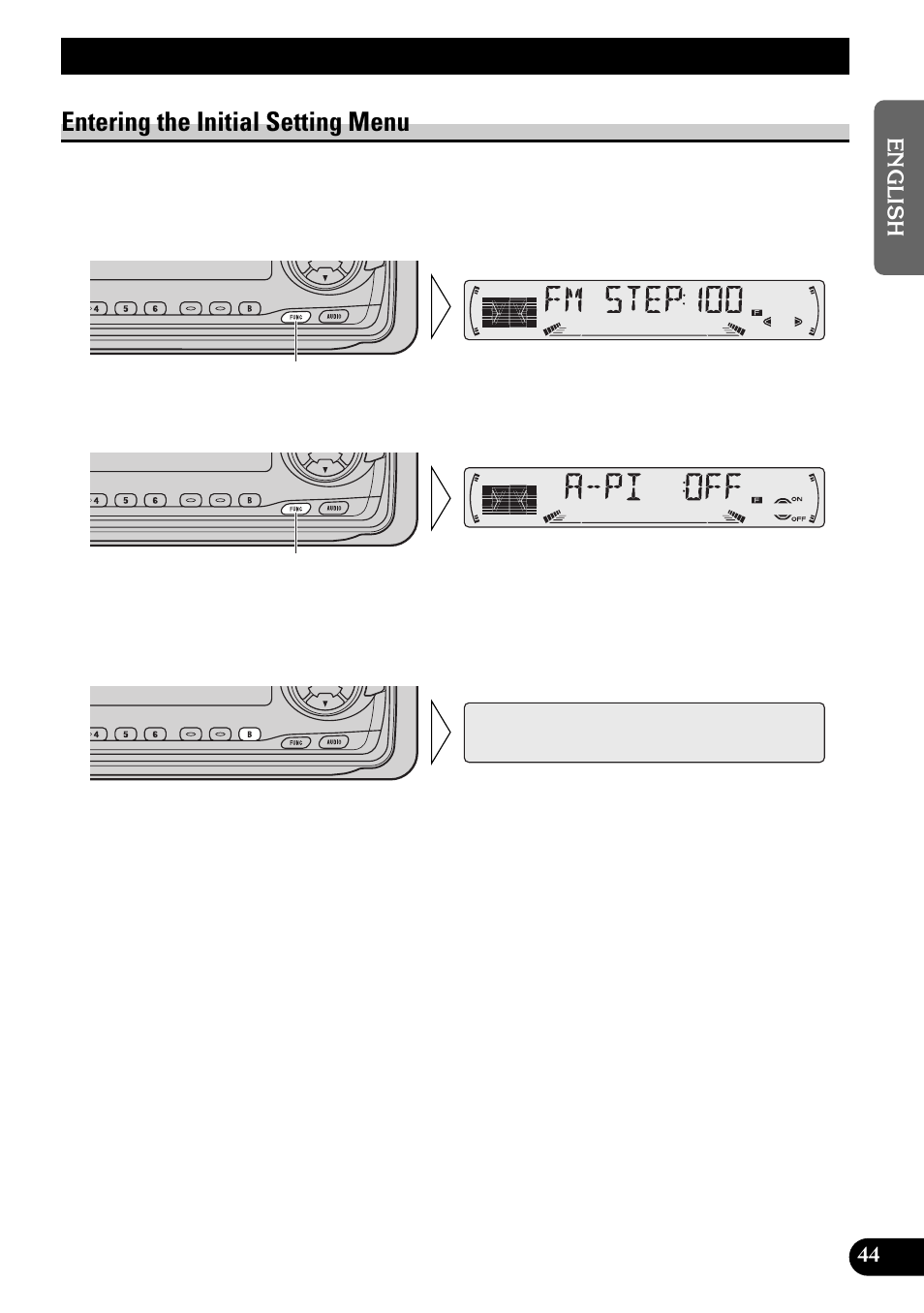 Initial setting, Entering the initial setting menu | Pioneer KEH-P6010RB User Manual | Page 45 / 104