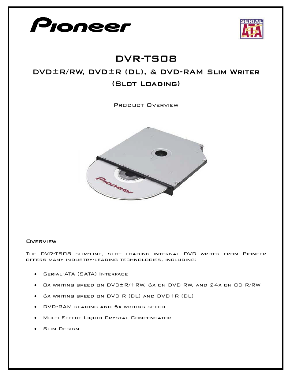 Pioneer DVR-TS08 User Manual | 2 pages