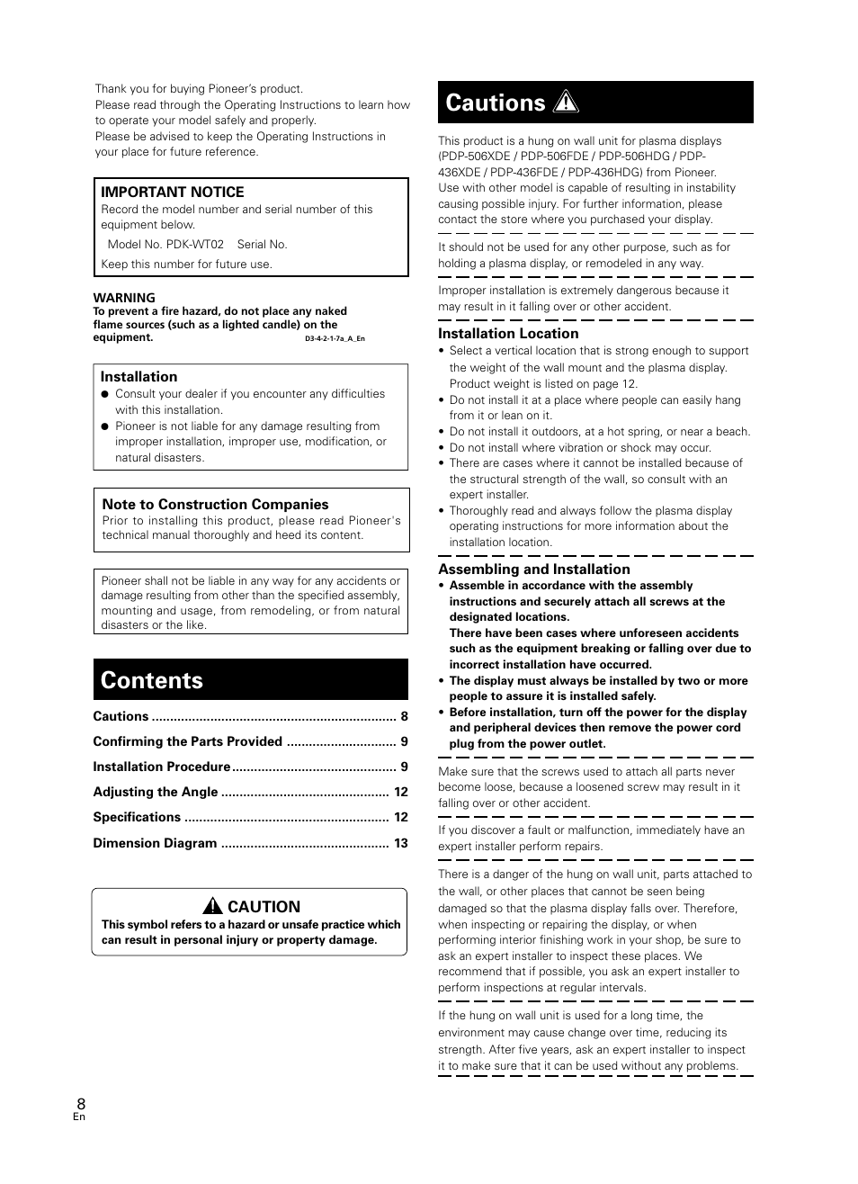 Pioneer PDK-WT02 User Manual | Page 8 / 20
