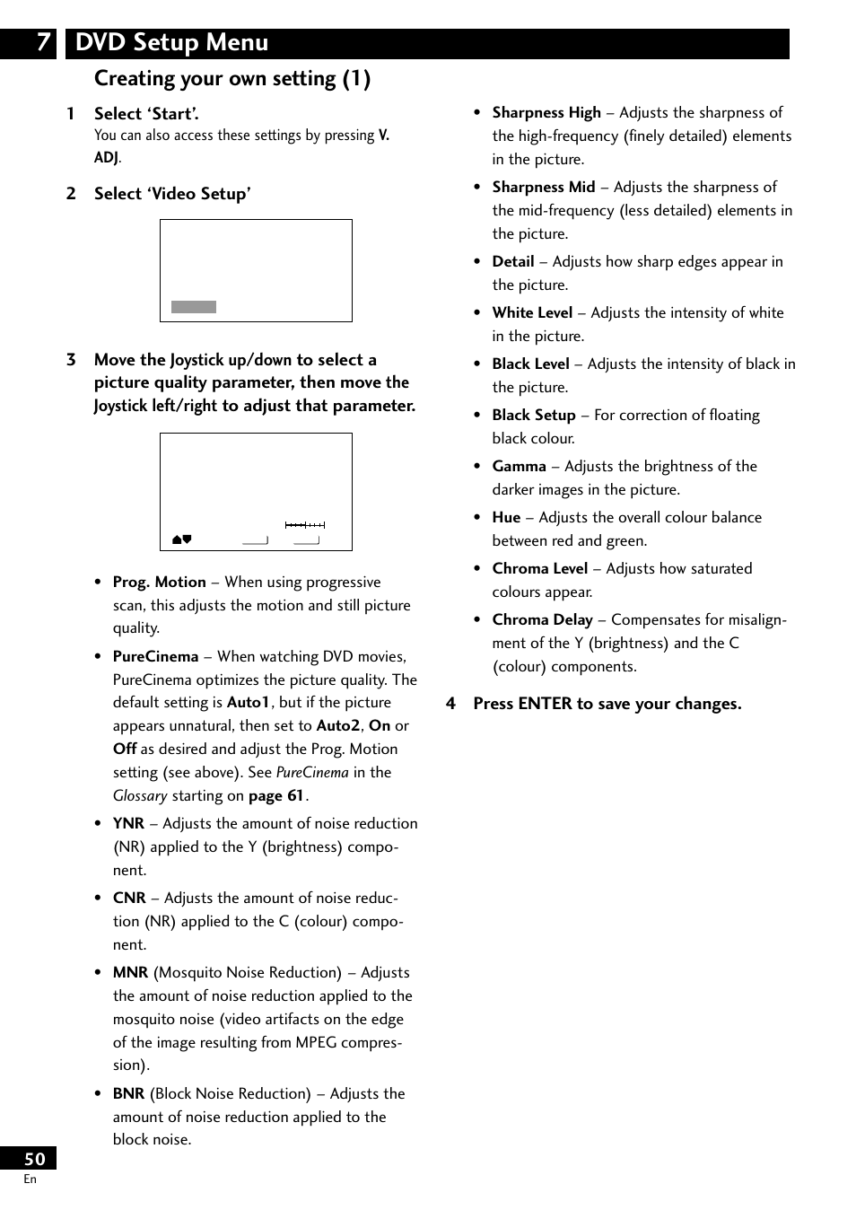 Dvd setup menu 7, Creating your own setting (1) | Pioneer DV-S733A User Manual | Page 50 / 72