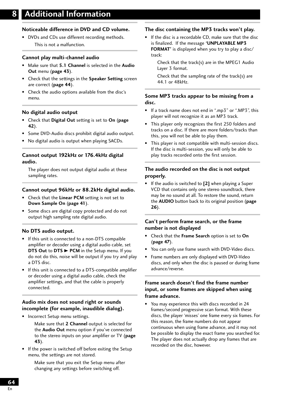 Additional information 8 | Pioneer DV-S733A User Manual | Page 64 / 72