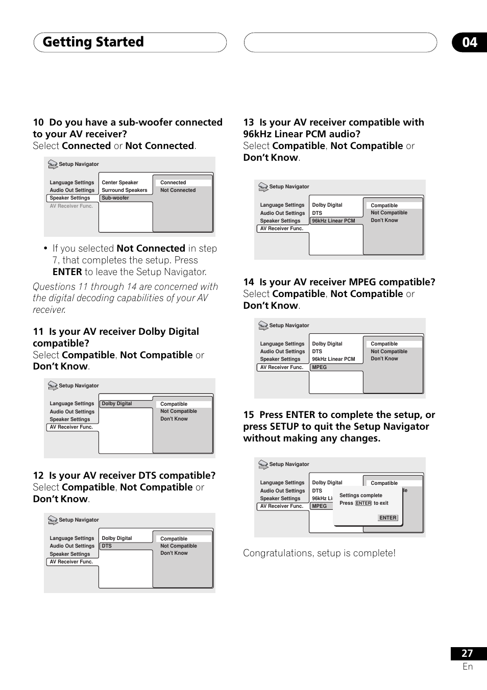 Getting started 04 | Pioneer DV-655A User Manual | Page 27 / 80
