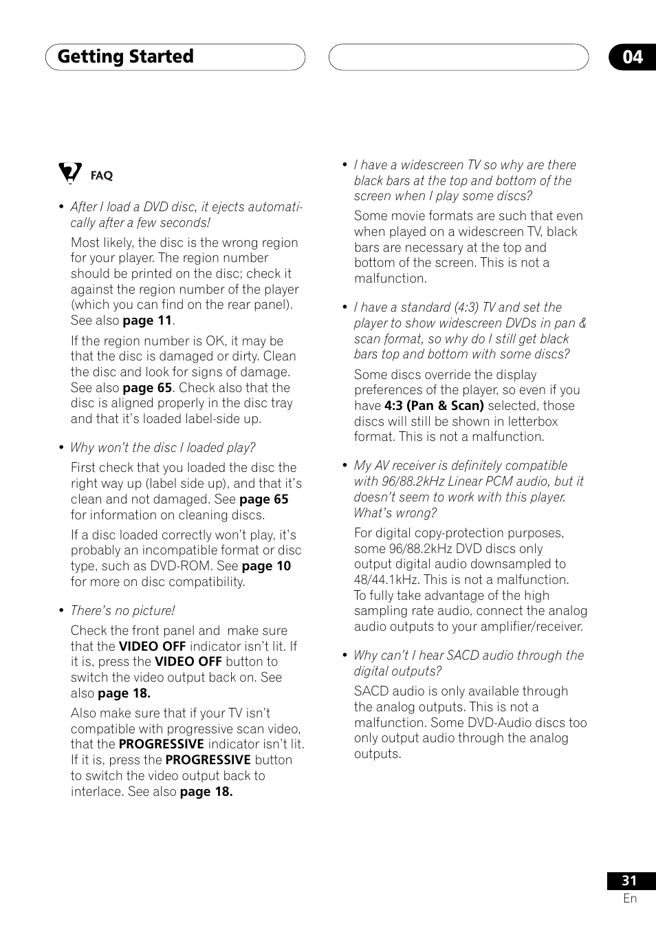 Getting started 04 | Pioneer DV-655A User Manual | Page 31 / 80