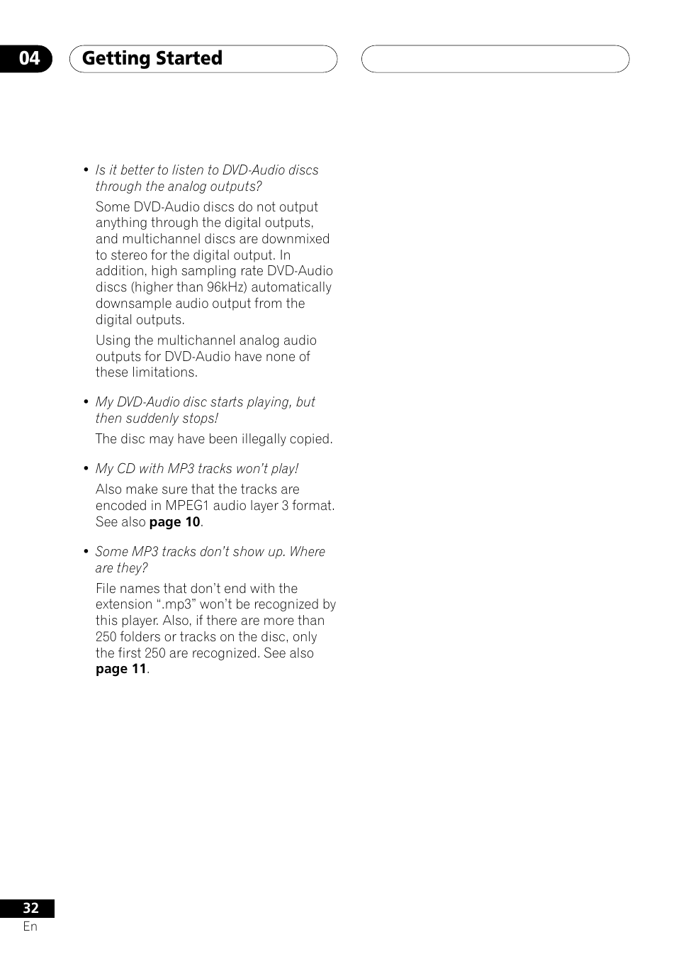 Getting started 04 | Pioneer DV-655A User Manual | Page 32 / 80