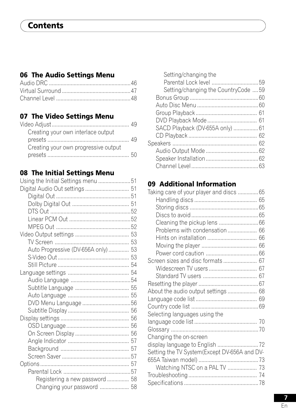 Pioneer DV-655A User Manual | Page 7 / 80