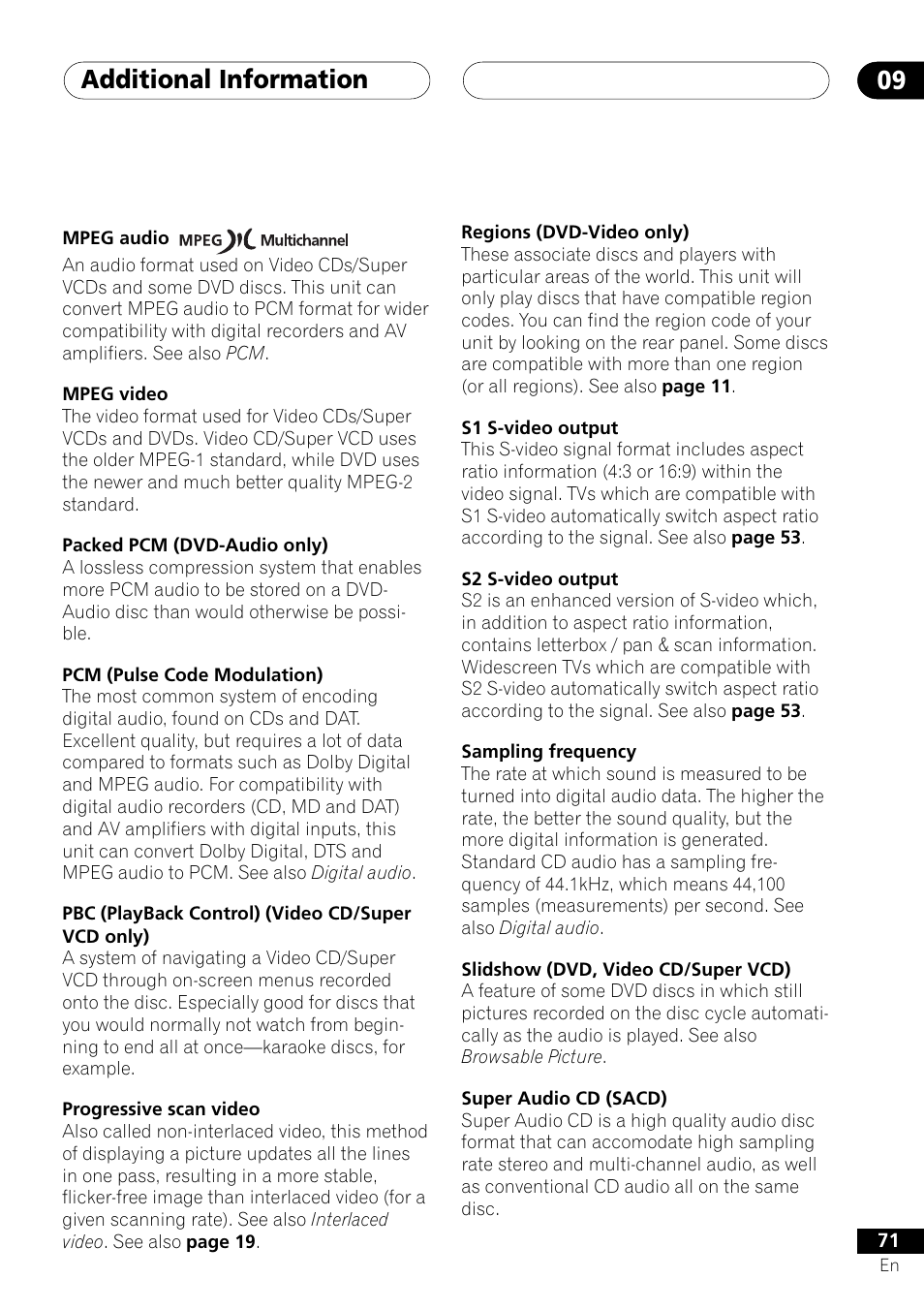 Additional information 09 | Pioneer DV-655A User Manual | Page 71 / 80